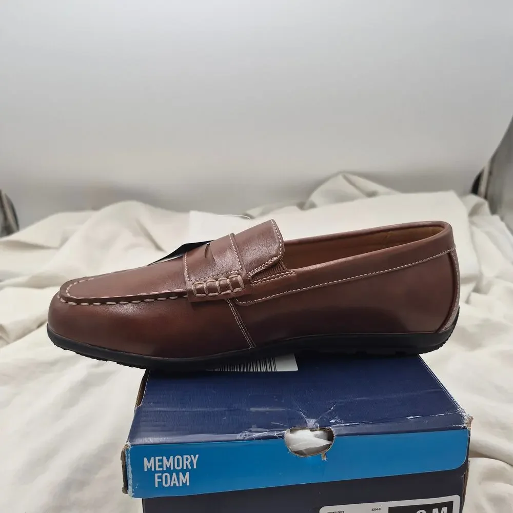New Stafford Milo Brown Faux Leather Driving Moc Loafers Men Size 6M